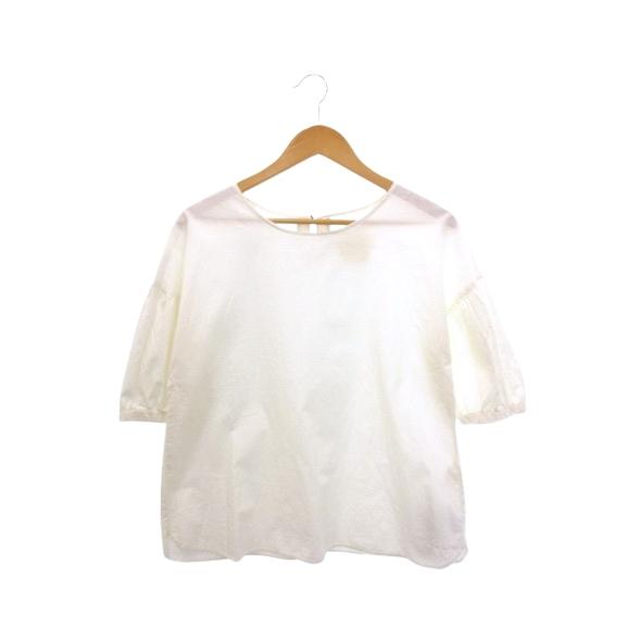 other - マガリ MAGALI シルク混 半袖 ブラウス 白 ホワイト カットソー マガリ MAGALI シルク混 半袖 ブラウス 白 ホワイト カットソー