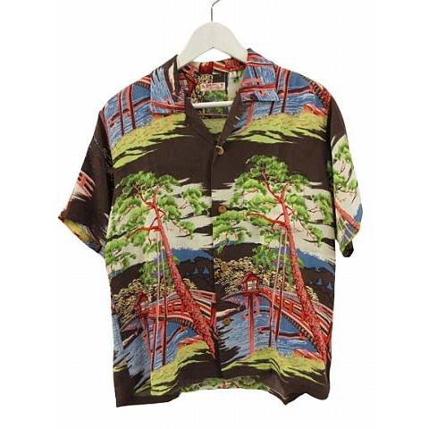 【中古】サンサーフ 東洋 SUN SURF アロハシャツ レーヨン100% TOGETU BRIDGE 京都 嵐山 渡月橋 ハワイアンシャツ S サンサーフ 東洋 SUN SURF アロハシャツ レーヨン100% TOGETU BRIDGE