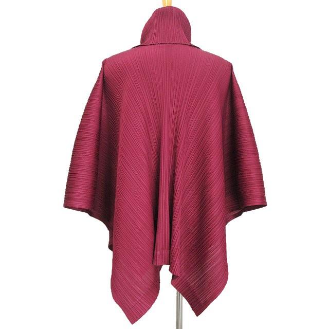 【中古】プリーツプリーズ PLEATS PLEASE タートルネック ポンチョ ケープ トップス 3 ワインレッド 赤紫 プリーツプリーズ PLEATS PLEASE タートルネック ポンチョ ケープ