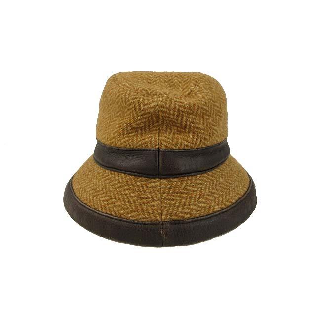 HERMES（エルメス） バケットハット ウール カシミヤ混 レザートリム 