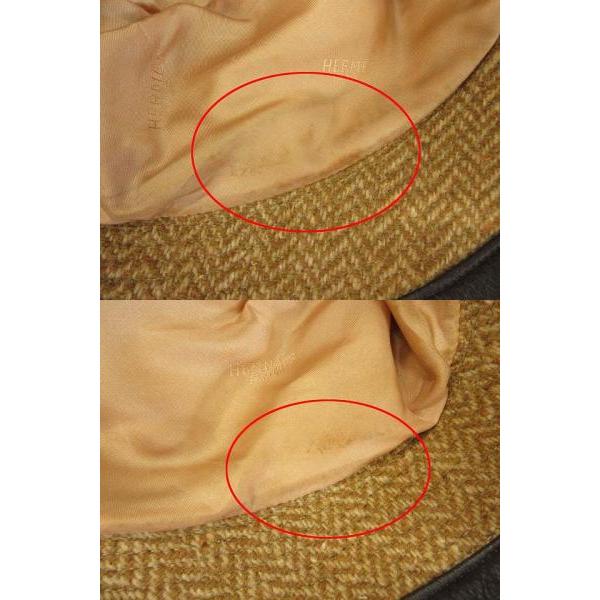 HERMES（エルメス） バケットハット ウール カシミヤ混 レザートリム 