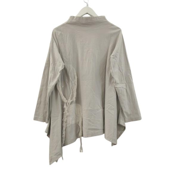 美品 センソユニコ 慈雨 ジウ プルオーバー 異素材 パッチワーク グレー 40 ジウ 慈雨 変形 プルオーバー 長袖 モックネック カットソー 綿