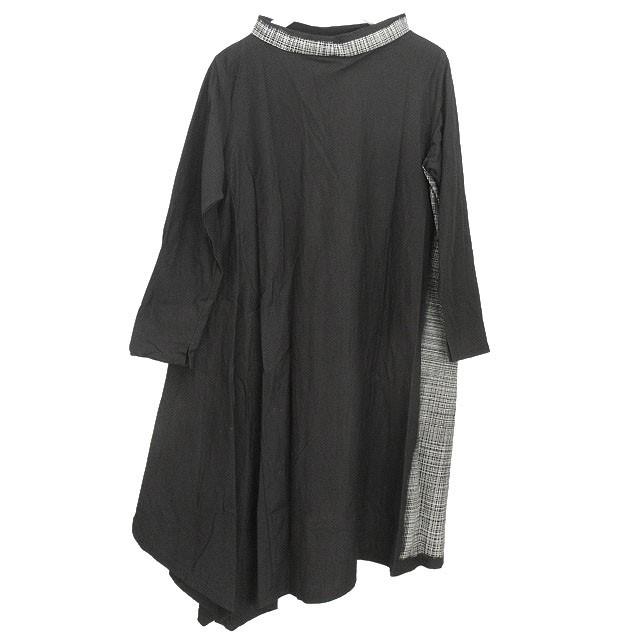 センソユニコ 萌 MOYURU 変形デザイン ワンピース 黒 ストレッチ 40 センソユニコ 萌 MOYURU 変形デザイン ワンピース 黒 ストレッチ