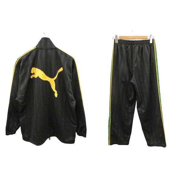 PUMA ジャージ 上下セット ブラック ネオンイエロー　人気　美品 PUMA（プーマ） ジャージ 上下セット セットアップ S-M ブラック