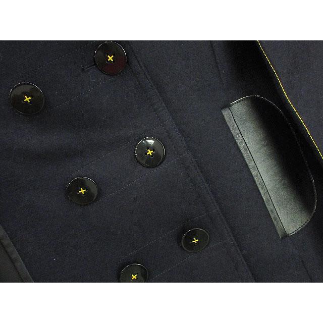 【中古】ルイヴィトン LOUIS VUITTON ウール コート ファー付き レザートリミング 36 ダークネイビー 紺 アウター LOUIS VUITTON（ルイ・ヴィトン） ウール コート ファー付き レザー