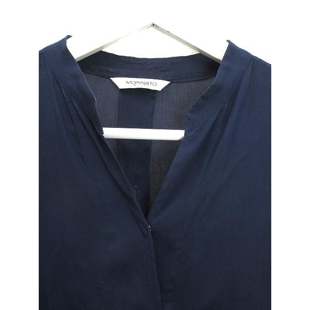 モラビト MORABITO BLANC ブラウス 38 ネイビー 紺 スキッパー シャツ 