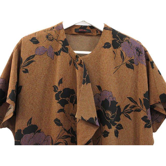 詩仙堂 BY HITOSHI ちりめん織り　フラワープリント　チュニックブラウス 詩仙堂 BY HITOSHI ちりめん織り フラワープリント チュニック