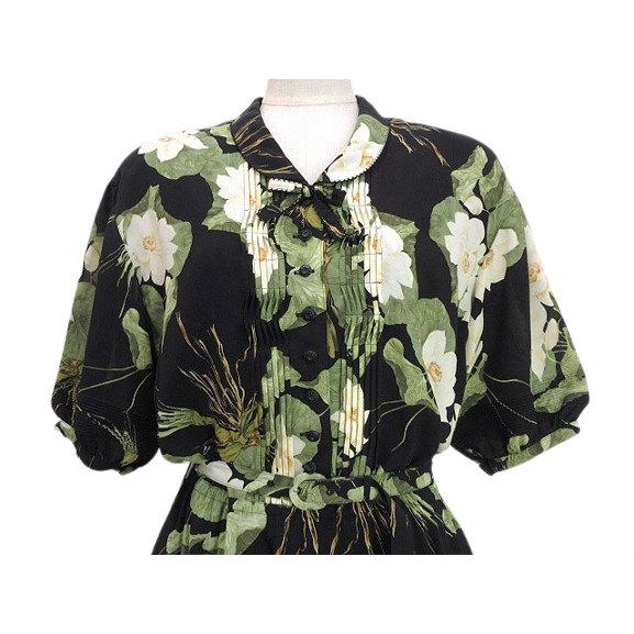 カネコイサオ KANEKO ISAO 蓮 ブーケ プリント ワンピース ポリ