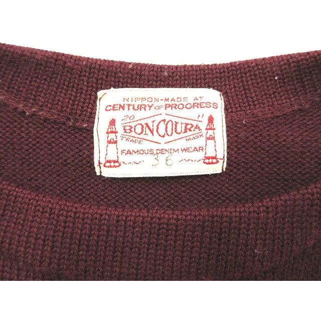 K*k様 BONCOURA クルーネックニットセーター　ボンクラ バーガンディー ボンクラ BON COURA ニット セーター バーガンディ 36 メンズ