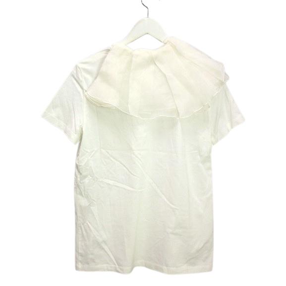 【中古】マックスマーラ MAX MARA Tシャツ カットソー シルクオーガンジー フリル 2way 白 M カットソー 刺繍 Max Mara マックスマーラ MAX MARA Tシャツ カットソー シルク