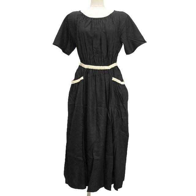 【中古】シビラ SYBILLA バイカラーディテールギャザードレス ワンピース M ブラック 黒 2024SS レディース シビラ SYBILLA バイカラーディテールギャザードレス ワンピース M