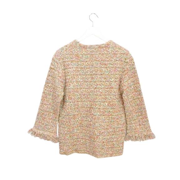 シビラ SYBILLA マルチカラーツイードニットプルオーバー M オレンジ系  