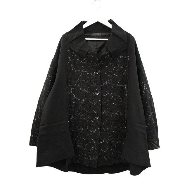 もゆる MOYURU 萠 萌 ジャガード オーバー コート M〜L ブラック 黒