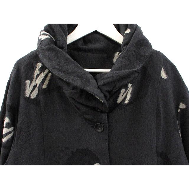 ジウ 慈雨 センソユニコ ジャガード ロング コート 40 ダークグレー系