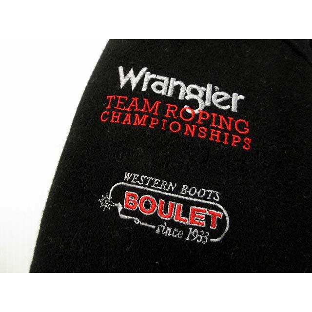 CARROLL スタジャン Wrangler 刺繍 ウール 襟レザー 黒 ブラック XL