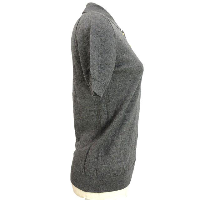 【中古】ルイヴィトン LOUIS VUITTON ニット プルオーバー 襟付き 半袖 ウール カシミヤ シルク S グレー トップス LOUIS VUITTON（ルイ・ヴィトン） ニット プルオーバー 襟付き 半袖
