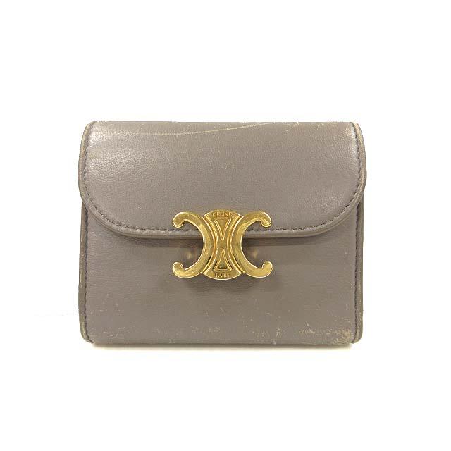 【ほぼ未使用】スモール フラップウォレット トリオンフ　ペブル CELINE セリーヌ トリオンフ スモール フラップウォレット ぺ