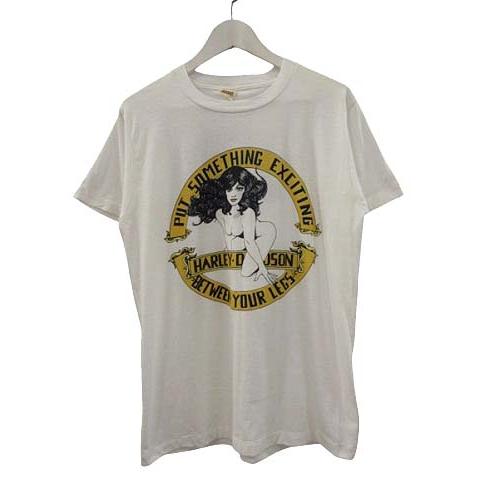 【中古】ヴィンテージ VINTAGE 80s ハーレーダビッドソン HARLEY DAVIDSON ガール 両面プリント Tシャツ ホワイト M ヴィンテージ VINTAGE 80s ハーレーダビッドソン HARLEY DAVIDSON