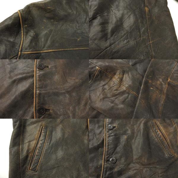 エディーバウアー EDDIE BAUER 00s レザー カーコート XL 牛革 ダーク