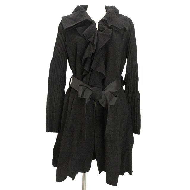 スーパービューティー　ブラックフリルコート　42サイズ　新品未使用品 スーパービューティ Super Beauty フリル ウール コート カーディガン