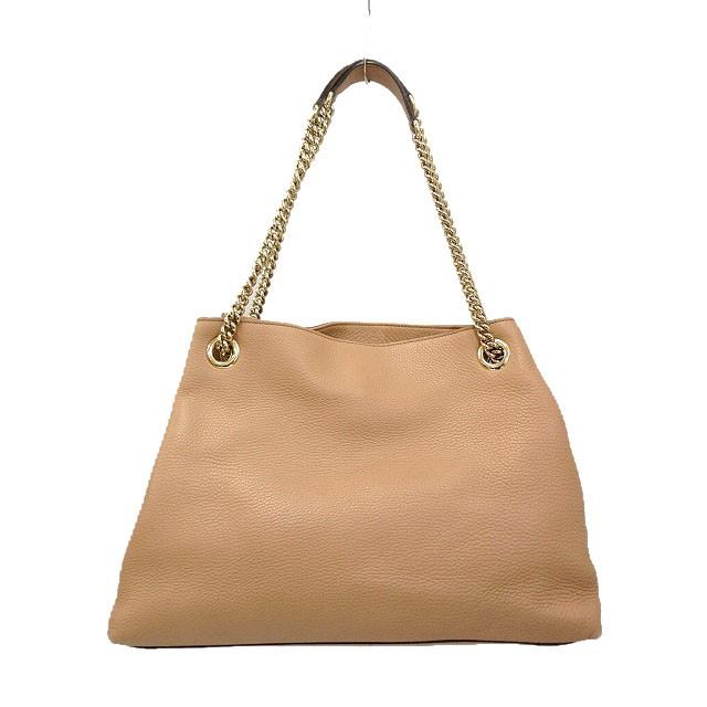 美品 GUCCI ソーホー チェーンショルダーバッグ レザー ベージュ系