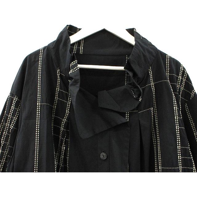 ジウ 慈雨 センソユニコ 刺繍 コート 変形 40 ブラック 黒 コットン 綿