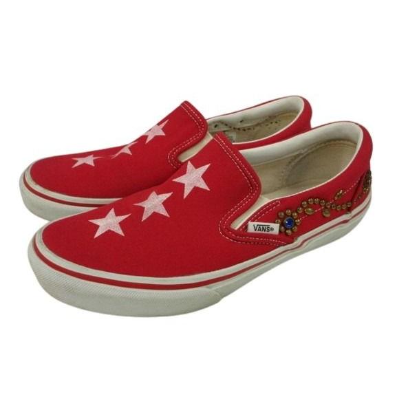 【中古】バンズ VANS × MARBLES マーブルズ スリッポン スタッズ 26cm 赤 レッド コラボ スニーカー シューズ VANS（ヴァンズ） バンズ × MARBLES マーブルズ スリッポン スタッズ