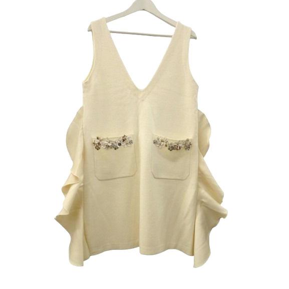 チェスティ Chesty フリルニットワンピース ノースリーブ Vネック 