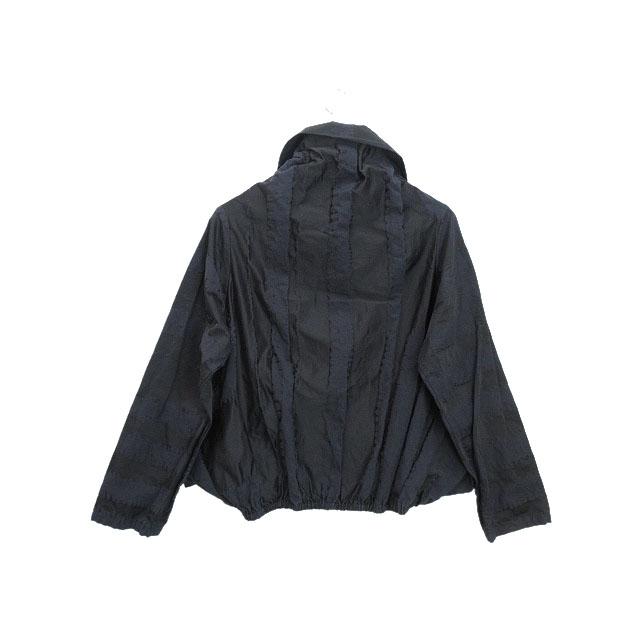 ジウ 慈雨 変形 ジャガード ジャケット 絞り紐 40 ネイビー 紺
