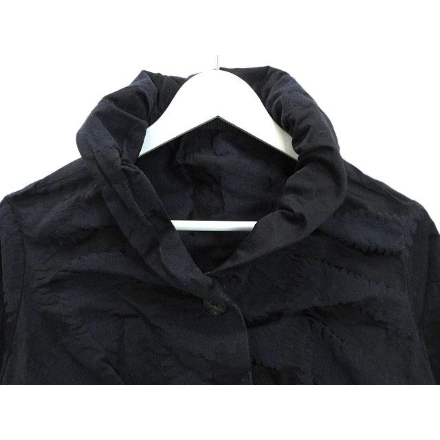 ジウ 慈雨 変形 ジャガード ジャケット 絞り紐 40 ネイビー 紺