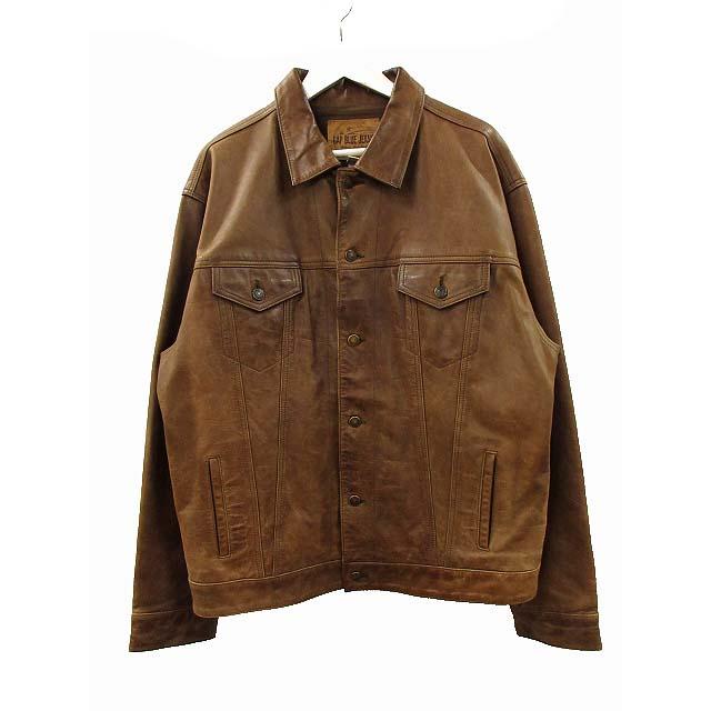 OLD GAP トラッカージャケット XL レザー シングル ブラウン 90's 90年代 OLD GAP オールドギャップ レザージャケット メンズL相当 古着