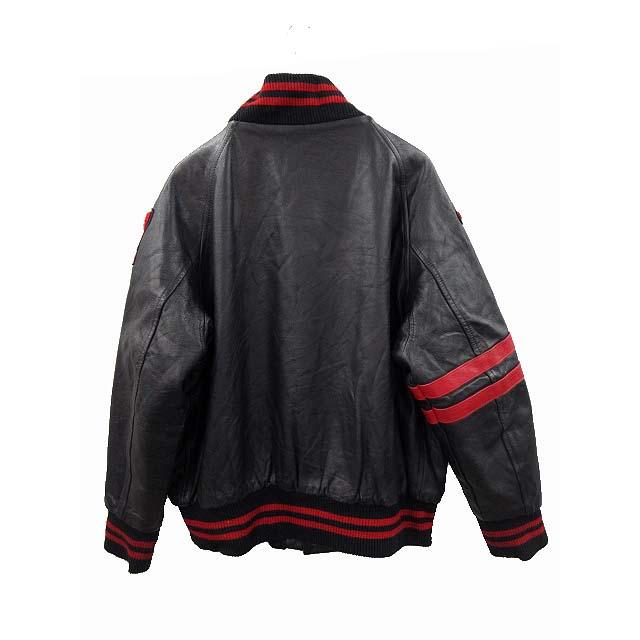 【中古】ゲーム スポーツウェア GAME SPORTSWEAR レザー スタジャン USA製 L ワッペン 刺繍 ブラック ゲーム スポーツウェア GAME SPORTSWEAR レザー スタジャン USA製 L