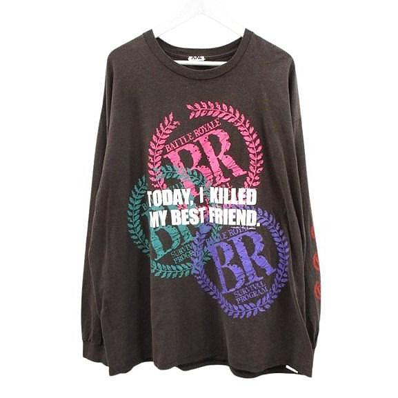 【中古】Battle e × weber long sleeve T shirt バトルロワイアル ウェーバー ロングスリーブ Tシャツ XXL 黒 Battle Royale × weber long sleeve T shirt バトルロワイアル