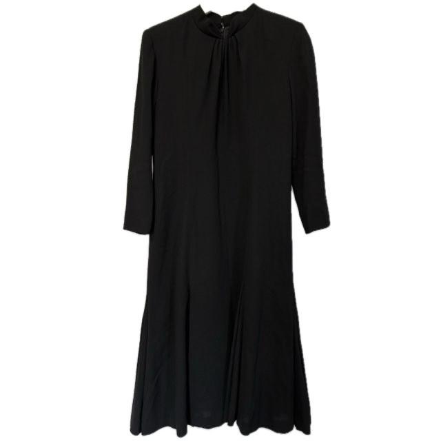 レリアン ロングフレアワンピース ウール100%ブラック　9号 Leilian レリアン Leilian フレア ワンピース 9 ウール ブラック 黒 長袖