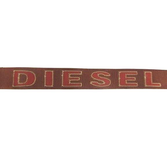 DIESEL（ディーゼル） ロゴ 刺繍 レザーベルト 本革 90/36 ブラウン