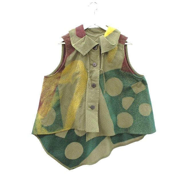 【中古】ジウ 慈雨 センソユニコ ニードル ベスト 40 カーキ系 2024AW トップス レディース ジウ 慈雨 センソユニコ ニードル ベスト 40 カーキ系 2024AW トップス