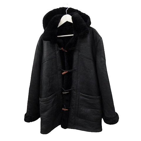 【中古】ハリウッドランチマーケット FRISCO LEATHER BY SEILIN ムートン ダッフルコート 42 ブラック ハリウッドランチマーケット HOLLYWOOD RANCH MARKET FRISCO LEATHER