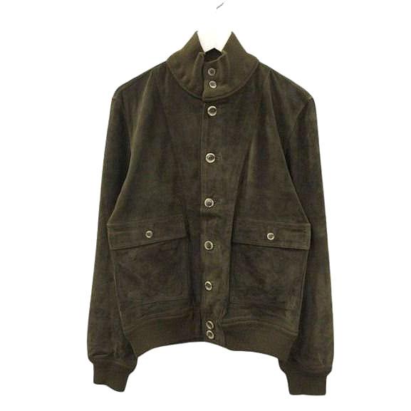 【中古】VALSTARINO ヴァルスタリーノ ゴートスエード バルスターブルゾン 46 ダークオリーブ系 レザージャケット VALSTARINO ヴァルスタリーノ ゴートスエード バルスターブルゾン 46