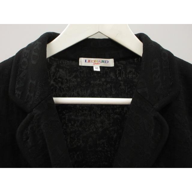 LEONARD SPORT ブラック カーディガン 40 LEONARD（レオナール） LEONARD SPORT ロゴ ジャガード ニット