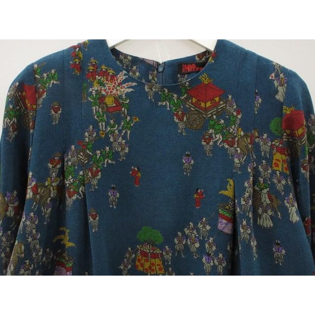 シセンドウ 詩仙堂 HITOSHI TAMURA ちりめん 縮緬 ワンピース ブルー系