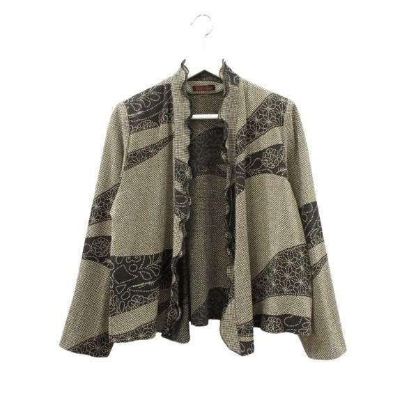 詩仙堂 HITOSHI TAMURA ちりめん 縮緬 フリル カーディガン 前開き