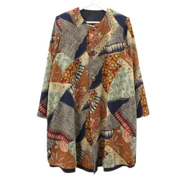 詩仙堂 ヒトシタムラ☆ちりめん 和柄 コート ロング カーディガンリバーシブル シセンドウ 詩仙堂 HITOSHI TAMURA ちりめん 縮緬 リバーシブル コート