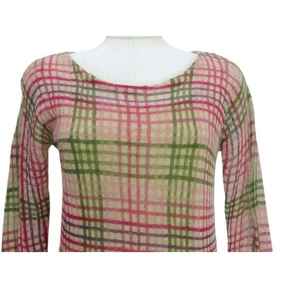 シビラ SYBILLA ニット ワンピース チェック ウール モヘヤ M ピンク系