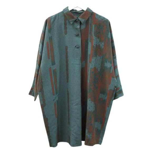 詩仙堂 ゴールドレーベル ちりめん 縮緬 チュニック ブラウス 総柄