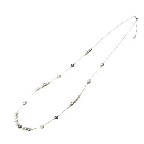 スワロフスキー SWAROVSKI ロングネックレス ミラーボール パール シルバー アクセサリー レディース | 