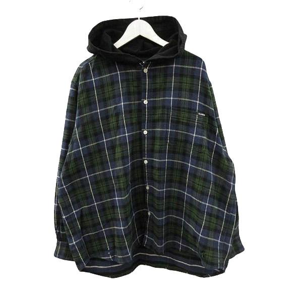 カミヤ KAMIYA フーデッド チェックシャツ Hooded Check Shirt