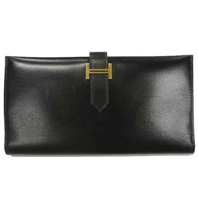 HERMES 長財布　ベアン クラシック ブラック ゴールド金具　エルメス HERMES（エルメス） クラシック ベアン 長財布 ブラック 黒 ゴールド