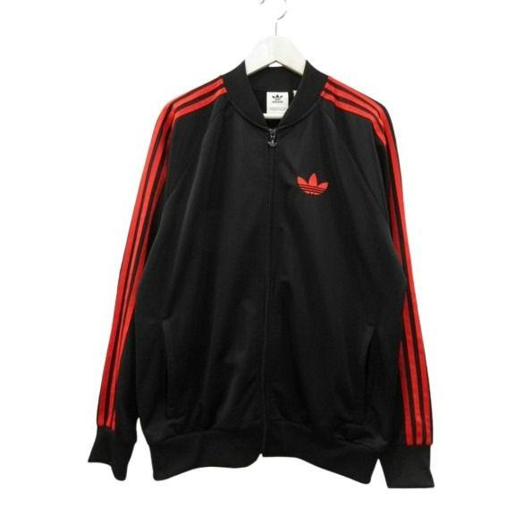 adidas（アディダス） トラックジャケット 長袖 ブラック 黒 赤ライン