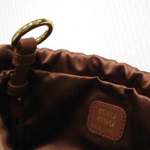 miu miu（ミュウミュウ） ポーチ 巾着 サテン シルク ブラウン 茶