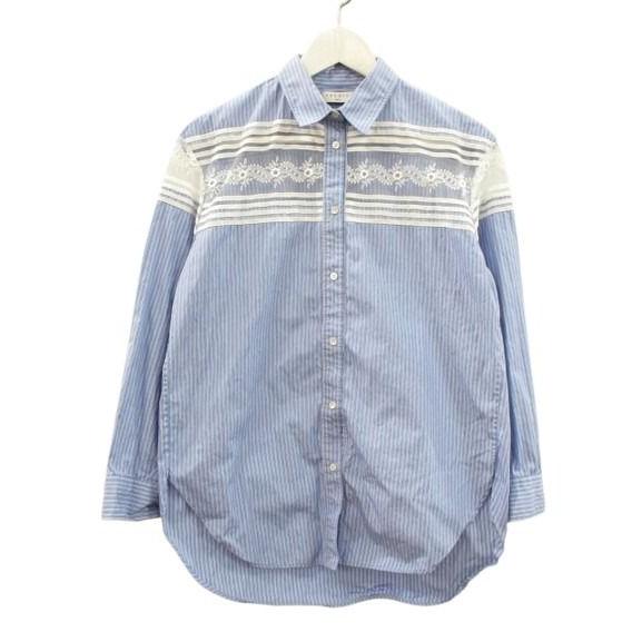 サンドロ パリ sandro PARIS レース トリム ストライプ シャツ 